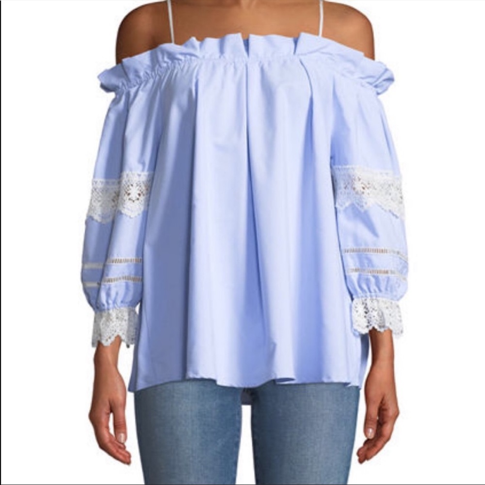NWT - Romeo + Juliet Couture Blue and Lace shirt size medium